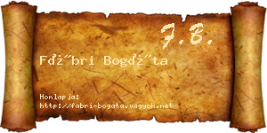 Fábri Bogáta névjegykártya